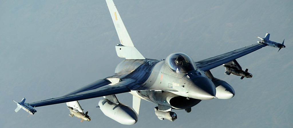 A Belgian military F-16 Fighting Falcon conducts a combat patrol over Afghanistan Dec. 12, 2008.